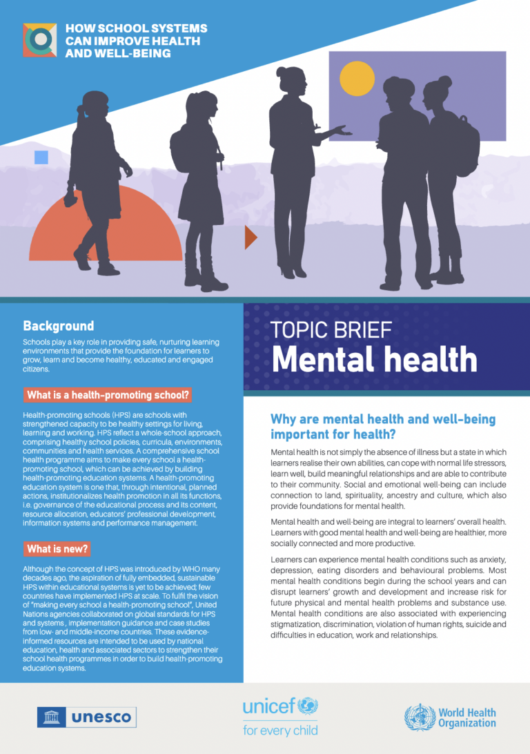 How school systems can improve health and well-being: topic brief: mental health