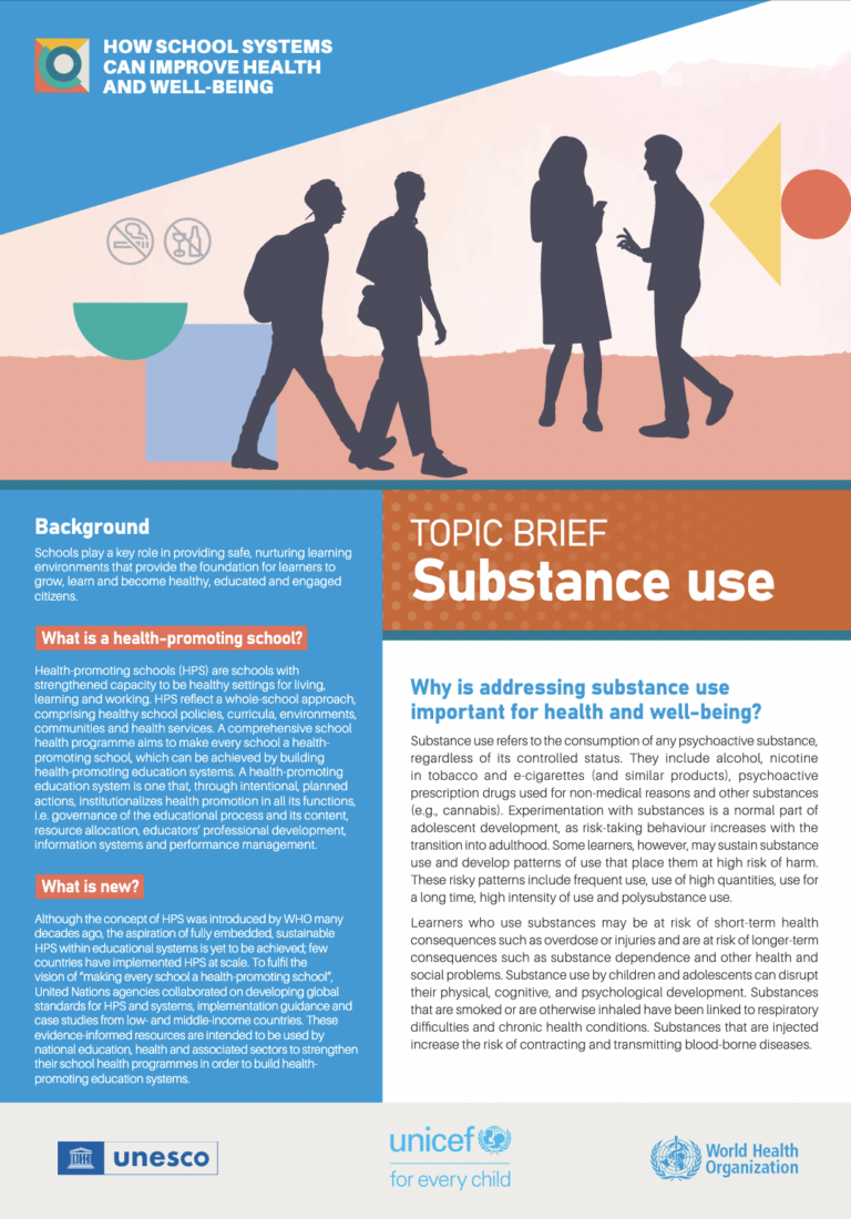How school systems can improve health and well-being: topic brief: substance use