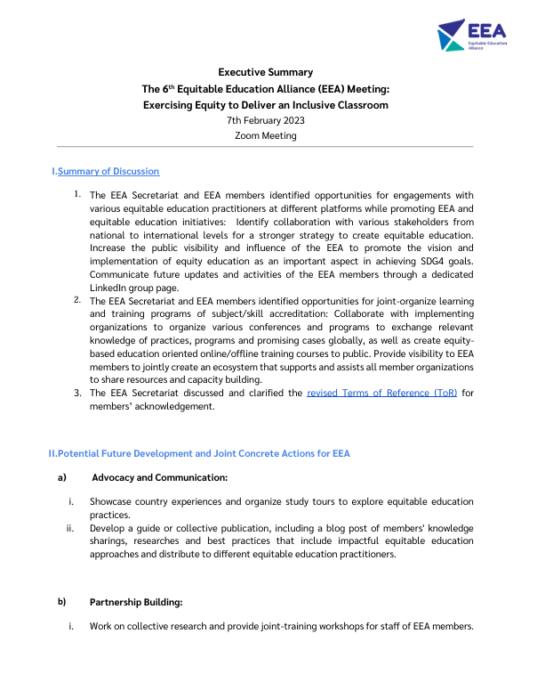 The 6th EEA Executive Summary Cover